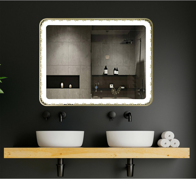 ZHUOTAI LED Bathroom Mirror, Lighted Bathroom Mirror with Lights, 900 X 700, LED Vanity Mirror, Wall Mounted Anti-Fog Dimmable Frontlit And Back Makeup Mirror, IP54, 6000K(Horizontal/Vertical)