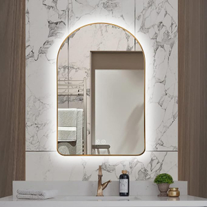 ZHUOTAI Arched LED Lighted Bathroom Mirror, Backlit Vanity Bathroom Mirror with Lights Brushed Gold Framed Wall Mounted Mirrors with 3 Color Shatterproof Arch Smart Fog Free Mirror