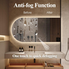 Arch LED Bathroom Mirror, Arched 48"x24" Backlit Framless Mirror with Lights Wall Mounted Anti-Fog Dimmable Smart Frameless 3-Color Lighted Vanity Mirror Memory & Waterproof