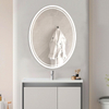 32 X 24 Inch Oval LED Bathroom Mirror Anti-Fog 3 Colors Light Dimmable Wall Mounted Lighted Bathroom Vanity Mirror Smart Makeup Mirror Touch Switch
