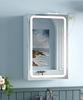 Medicine Cabinet with Mirror, 15.7 X 23.6 Inch Bathroom Wall Cabinet with Lights, LED Bathroom Mirror with Storage, Adjustable Shelf, 3-Color Modes, 2 Outlets & USBs, White BMGZ115W