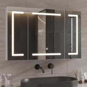 Medicine Cabinet with Mirror And LED Light, Wall Mounted Bathroom Mirror with Storage, 2 Doors Bathroom Wall Cabinet, Memory Dimmable 3 Color Temp, Adjustable Shelves, 39.4''x23.6''