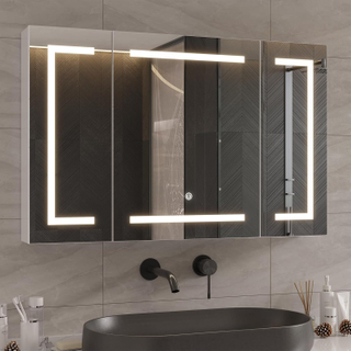 Medicine Cabinet with Mirror And LED Light, Wall Mounted Bathroom Mirror with Storage, 2 Doors Bathroom Wall Cabinet, Memory Dimmable 3 Color Temp, Adjustable Shelves, 39.4''x23.6''