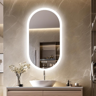 Lighted LED Bathroom Mirror: 40x20 INCH Anti-Fog Dimmable Wall Mounted Makeup Mirror with Backlit - Illuminated 3 Colors Vanity Mirrors with Demister Pad Smart Touch Switch Memory