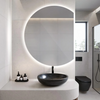 Frameless LED Mirror for Bathroom 3 Color Dimmable Bathroom Wall Mirror Anti-Fog Smart Vanity Mirror Smart Touch Button 100cm (Color : Under Cut, Size : 70 * 63CM)
