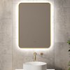 Backlit with Ambient Glow Mirror with Gold Frame, Smart Led Vanity Mirrors, Dimmable, Anti-Fog, Memory, Tempered Glass, Horizontal/Vertical