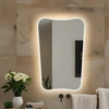 Backlit Bathroom Mirror with LED - Irregular Modern LED Custom Size Mirror - Asymmetrical Modern Hanging Led Wall Mirror Aesthetic Pebble