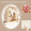 Oval LED Bathroom Mirror with Frontlit And Backlit, Touch Button,Stepless Dimmable Wall Mirrors with Anti-Fog, Shatter-Proof, Memory, 3 Colors, LED Mirror for Bathroom