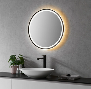 LED Bathroom Mirror with Black Framed Bathroom Vanity Mirror with Lights Large Lighted Mirror with Smart Touch 3 Colors Dimmable Anti-Fog Waterproof Wall Mounted