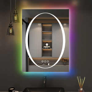 Rectangular Frameless RGB Backlit And LED Frontlit Anti-Fog Wall Bathroom Vanity Mirror 32