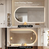Arch LED Bathroom Mirror, Arched 48"x24" Backlit Framless Mirror with Lights Wall Mounted Anti-Fog Dimmable Smart Frameless 3-Color Lighted Vanity Mirror Memory & Waterproof