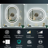 24x36 OblongLighted Bathroom Mirror, LED Bathroom Mirror with Lights, Oval LED Mirror for Bathroom, Anti-Fog, Shatter-Proof, Dimmable, Memory, 3 Colors (Front Lights + Backlit)
