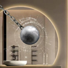 Semi-circle Frameless Led Bathroom Mirror Wall, 60 Cm Irregular Backlit Illuminated Vanity Mirror with Led Lights, Wall Mounted Smart Makeup Mirror with Touch 3 Colour Dimmable
