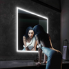 Halo Bathroom Mirror, Anti-Fog, Dimmable, Backlit + Front Lit, Lighted Vanity Mirror, Memory Function, Tempered Glass