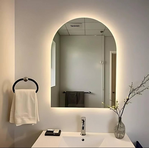 Arch Lighted Bathroom Mirror, Backlit Vanity Bathroom Mirror with Lights, Wall Mounted Mirrors with 3 Color Shatterproof Arch Smart Fog-Free Mirror