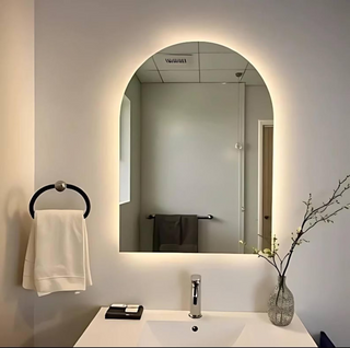 Arch Lighted Bathroom Mirror, Backlit Vanity Bathroom Mirror with Lights, Wall Mounted Mirrors with 3 Color Shatterproof Arch Smart Fog-Free Mirror