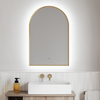 Arched Lighted Bathroom Mirror, Backlit Vanity Bathroom Mirror with Brushed Gold Frame, Round Corners Arch LED Mirror