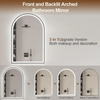 Arch Lighted Bathroom Mirror with Black Frame, Backlit And Frontlit Vanity Mirror, Wall Mounted Mirrors with 3 Color Shatterproof Arch Smart Fog-Free Mirror