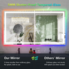 72x40 Inch RGB LED Bathroom Mirror Front Light And RGB Backlit Lighted Vanity Mirror for Bathroom Wall Mounted Dimmable Anti Fog Memory Shatter-Proof IP54 Waterproof Horizontal/Vertical