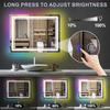 RGB LED Bathroom Mirror, 32x24 Inch Front And Backlit Lighted Vanity Mirror, Wall Mounted LED Mirror for Bathroom, Anti-Fog Dimmable 3 Colors CRI>90