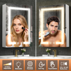 Bathroom Mirror Cabinets with Lights: Wall Mounted Bathroom Cabinets with Mirror - LED Mirror Cabinet with Anti Fog Memory Function - Adjustable Shelves, 3 Colors Dimmable Touch Sensor