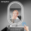 ZHUOTAI Oval LED Bathroom Mirror, Lighted Wall Mounted Vanity Mirror with Metal Frame, Anti-Fog IP66 Waterproof Smart Mirror, Memory Function,3000-6000K(Horizontal Or Vertical), Black