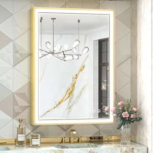 ZHUOTAI LED Gold Bathroom Vanity Mirror with Lights with 45° Angled Beveled Light, 3 Colors, Anti-Fog,Aluminum Alloy Matte Frame, Memory Funtion Stepless Dimmable for Modern Decor
