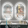 24x36 OblongLighted Bathroom Mirror, LED Bathroom Mirror with Lights, Oval LED Mirror for Bathroom, Anti-Fog, Shatter-Proof, Dimmable, Memory, 3 Colors (Front Lights + Backlit)