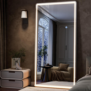 26x68 Inch Full Length Mirror with Lights - LED Full Body Mirrors Stepless Dimmable 3 Color Lighting Floor Standing Hanging for Bedroom Cloakroom,White