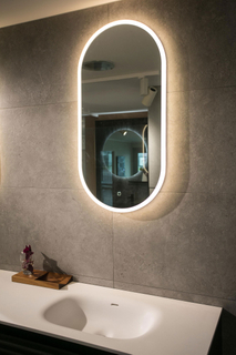 BRILLANCE Acrylic Framed Oval Mirror W/ Led Light & Demister