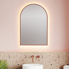 Arched Lighted Bathroom Mirror, Backlit Vanity Bathroom Mirror with Brushed Gold Frame, Round Corners Arch LED Mirror