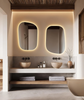 Irregular LED Bathroom Vanity Mirror with Lights, Asymmetrical Led Lighted Wall Mirror, Washbasin Backlit Led Illuminated Amorphous Mirror (Warm Ligth, 42"x54" Inc)