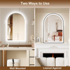 Arch Lighted Bathroom Mirror with Black Frame, Backlit And Frontlit Vanity Mirror, Wall Mounted Mirrors with 3 Color Shatterproof Arch Smart Fog-Free Mirror