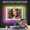 RGB LED Bathroom Mirror, 32x24 Inch Front And Backlit Lighted Vanity Mirror, Wall Mounted LED Mirror for Bathroom, Anti-Fog Dimmable 3 Colors CRI>90