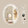 Oval LED Bathroom Mirror with Frontlit And Backlit, Touch Button,Stepless Dimmable Wall Mirrors with Anti-Fog, Shatter-Proof, Memory, 3 Colors, LED Mirror for Bathroom