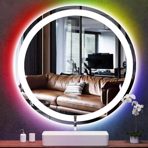 Round LED Bathroom Mirror With Front Light 3 Colors + Rainbow RGB Color Changing Backlit Round Lighted Mirror for Wall Anti Fog 30" Smart Circle Mood Light Up Mirror