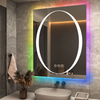 Rectangular Frameless RGB Backlit And LED Frontlit Anti-Fog Wall Bathroom Vanity Mirror 32