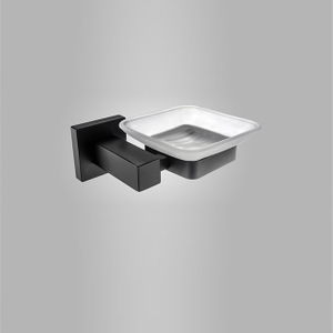 Black Modern Design Wall Mounted Soap Dish with Glass Dish for Bathroom & Kitchen Chrome 