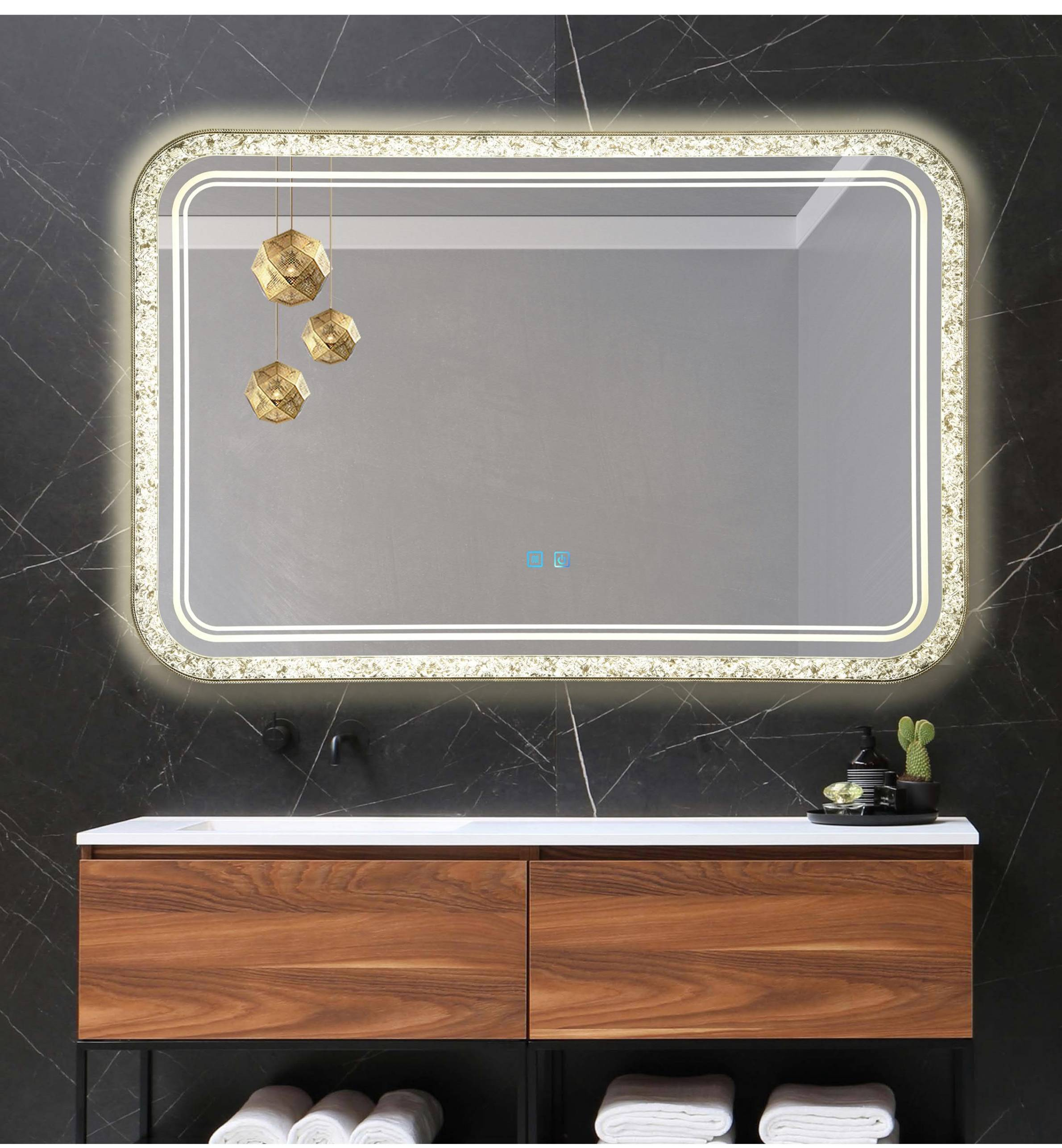 Zhuotai LED Lighted Bathroom Mirrors, Acrylic Frame Wall Mounted White Light Dimmable Anti-Fog Memory Button Waterproof CRI>90 5MM Copper Free Mirrors, Vertical & Horizontal