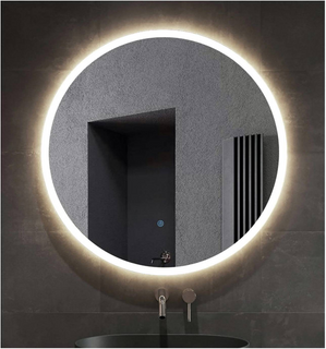 Round LED Bathroom Mirror, 3 Colors Light Dimmable Wall Mounted LED Mirror, Bathroom Mirror with Lights, Anti-Fog Backlit Lighted Round LED Mirror for Bathroom
