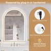 Arched LED Bathroom Mirror 24"x36", Orange Gold Bathroom Mirror with Lights-Anti-Fog, Dimmable-LED Mirror for Bathroom,3 Colors