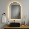 Arch Lighted Bathroom Mirror, Backlit Vanity Bathroom Mirror with Lights, Wall Mounted Mirrors with 3 Color Shatterproof Arch Smart Fog-Free Mirror