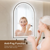 Arch Lighted Bathroom Mirror with Black Frame, Backlit And Frontlit Vanity Mirror, Wall Mounted Mirrors with 3 Color Shatterproof Arch Smart Fog-Free Mirror