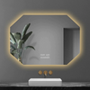 Backlit Octagon Bathroom Mirror, LED Illuminated Wall Mounted Vanity Mirror, Bathroom Mirror with Smart Touch Buttons, 3-Colour Dimmable, Smart Demist