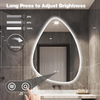 LED Irregular Bathroom Mirror, 20"x28" Teardrop Shape Frameless Wall Vanity Mirror, 3-Color Adjustal, Dimmable, Anti-Fog, Irregular Led Makeup Mirror, Smart Memory Function, IP65 Waterproof