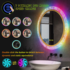 24 Inch RGB Bathroom Mirror, LED Round Backlit Vanity Mirror Dimmable, Anti-Fog, Adjustable Brightness, Wall Mounted Dimmable Vanity Mirror, Lighted Bathroom Mirror