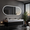 51"x27" Oval Led Mirror for Bathroom, Black Metal Framed Lighted Vanity Mirror with Lights, Anti-Fog Light Up Mirror with 3 Colors Dimmable, Frontlit, Shatterproof, Horizontal/Vertical
