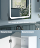 Medicine Cabinet with Mirror, 15.7 X 23.6 Inch Bathroom Wall Cabinet with Lights, LED Bathroom Mirror with Storage, Adjustable Shelf, 3-Color Modes, 2 Outlets & USBs, White BMGZ115W