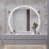 Half Moon Round LED Bathroom Mirror for Wall, 36" Irregular LED Mirror with Anti-Fog, 3-Color Adjustal, Dimmable, Semi Circle Frameless Makeup Mirror for Bathroom, Explosion-Proof
