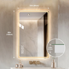 LED Bathroom Mirror, Round Corners Rectangular LED Mirror, Anti-Fog, Dimmable, Backlit + Front Lit, Lighted Vanity Mirror, Memory Function, Tempered Glass